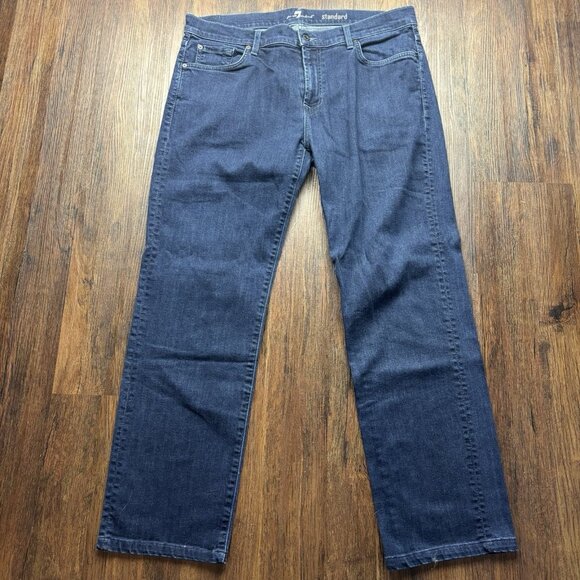 7 For All Mankind Standard Straight Leg Jeans Dark Wash Men’s Size 36 - Picture 1 of 11